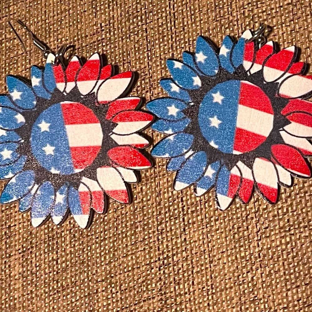 Patriotic Sunflower Earrings